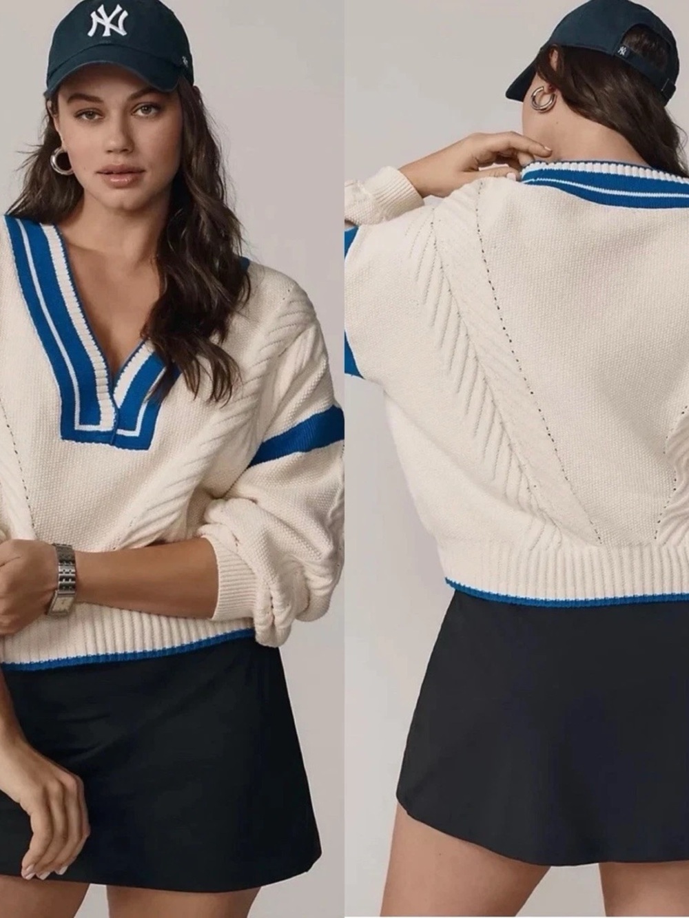 Maeve v-neck cable pullover sweater oversized size (S)